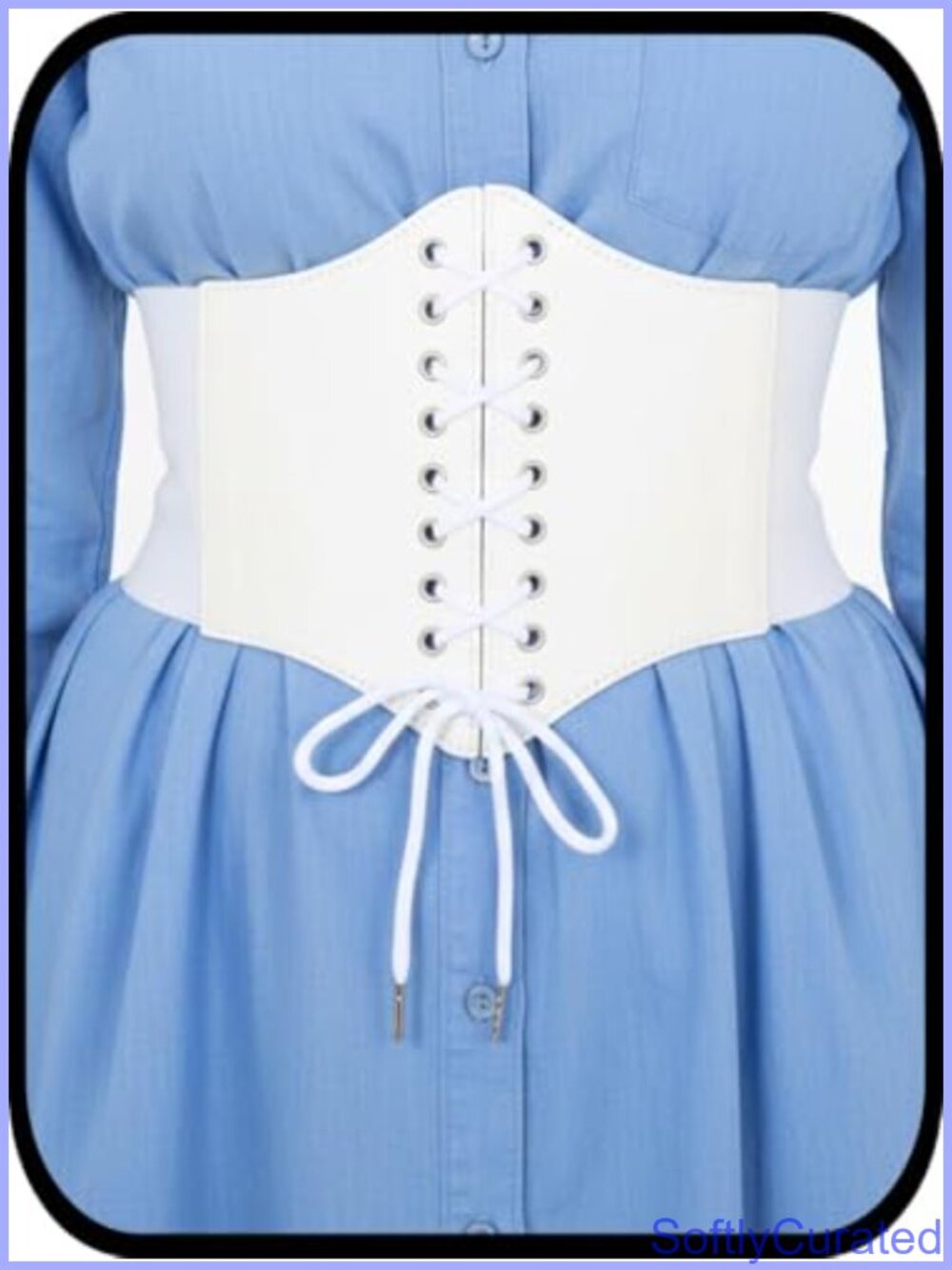 Wide Stretchy Leather Corset Belt Elastic Waist Waspie Underbust